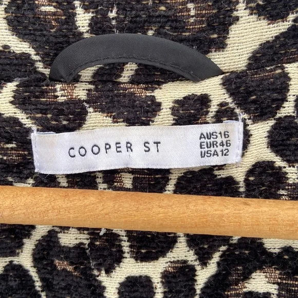 Cooper St Leopard Print Snap Front Coat Women's Size 12 - Picture 2 of 7
